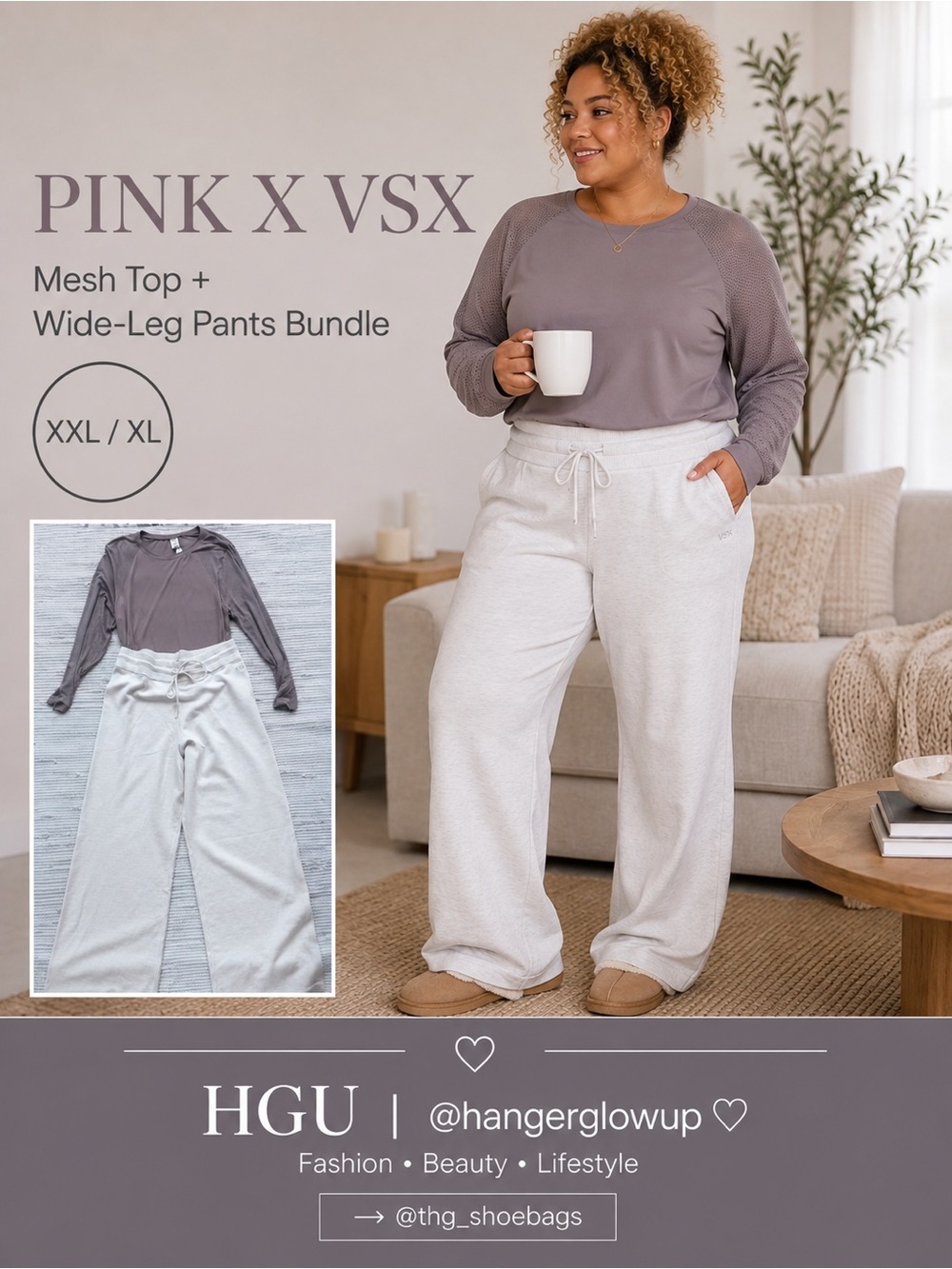 BASICS BUNDLE Victoria’s Secret Top + VSX Wide Leg Pants Bundle XXL/XL NWT